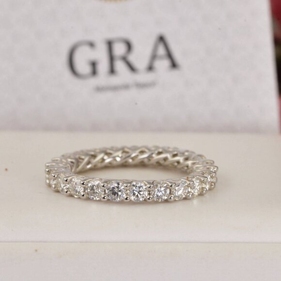 Round Brilliant Cut Moissanite Eternity Band Ring sz 8 - Picture 1 of 5